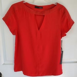 Red Satin Blouse with front keyhole